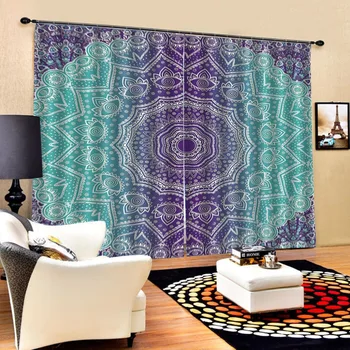 

3D Curtain Luxury Blackout Window Curtain Living Room green and blue curtains Decoration curtains