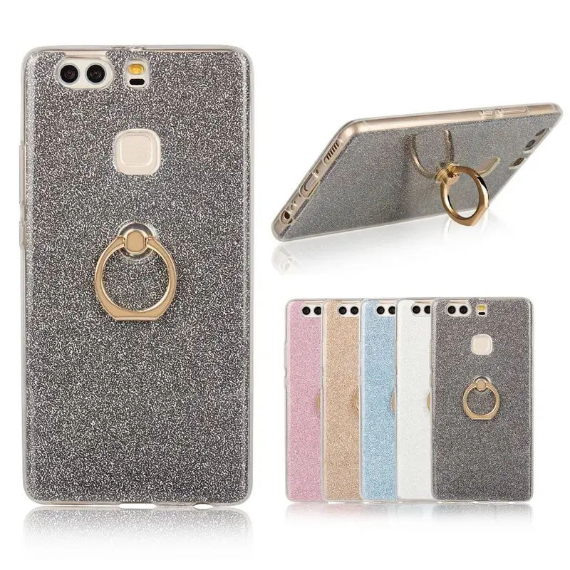 

For Huawei P9 Plus Case Transparent Soft TPU Glitter Metal Ring cover For Huawei P9 P9Plus EVA-L09 EVA-L29 VIE-L09 VIE-L29 Case