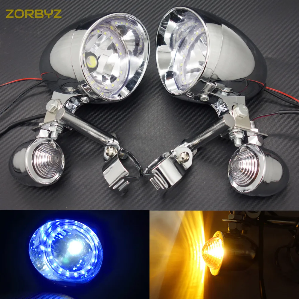 ZORBYZ мотоциклетный хромированный указатель поворота светодиодный фонарь для