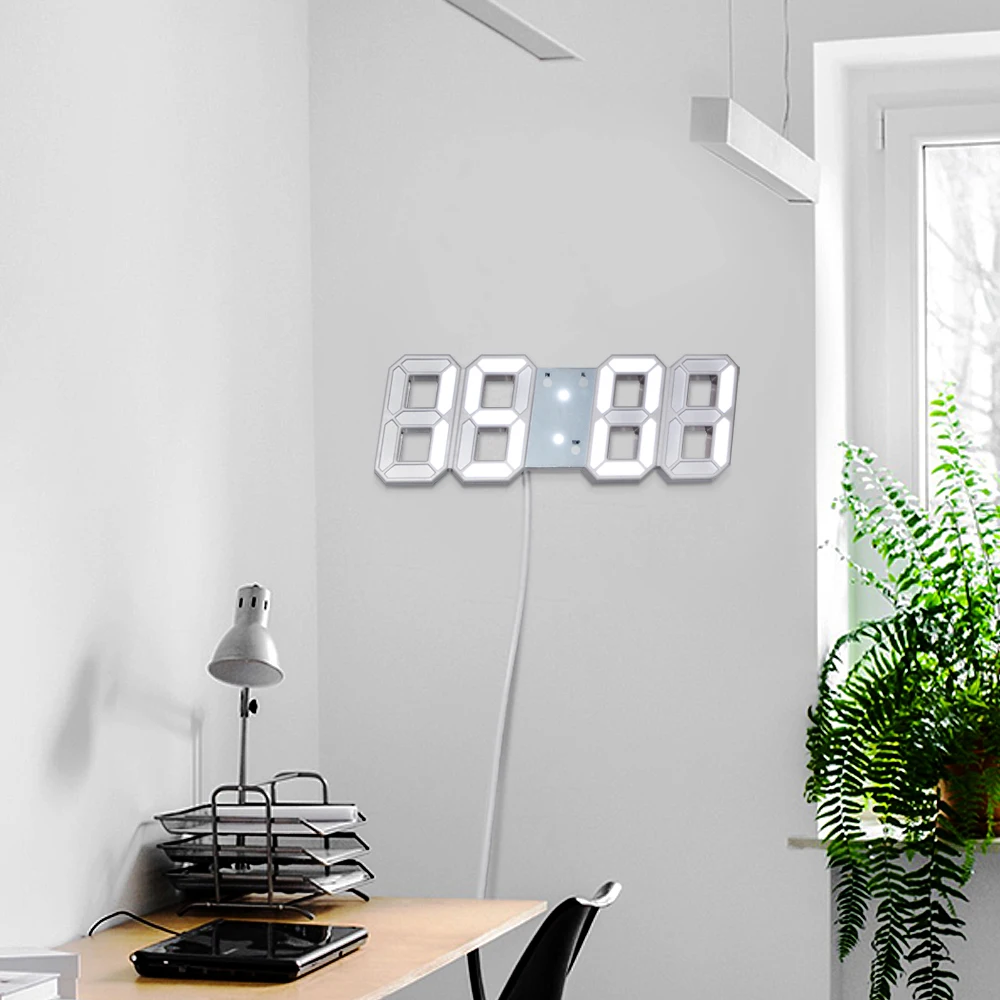 

Wall Clock LED Digital Alarm Clock 3D USB LED Desk Clock Table Desktop 12/24 Hours Display Home Decor Wake Up Lights Time Date