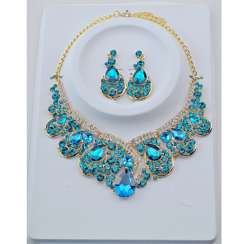 10pcs Bridal Jewelry Sets Crystal Rhinestone Gold Color Wedding Necklace and Earrings Set for Women 2018 New Trendy Jewelry Sets 10pcs Bridal Jewelry Sets Crystal Rhinestone Gold Color Wedding Necklace and Earrings Set for Women 2018 New Trendy Jewelry Sets