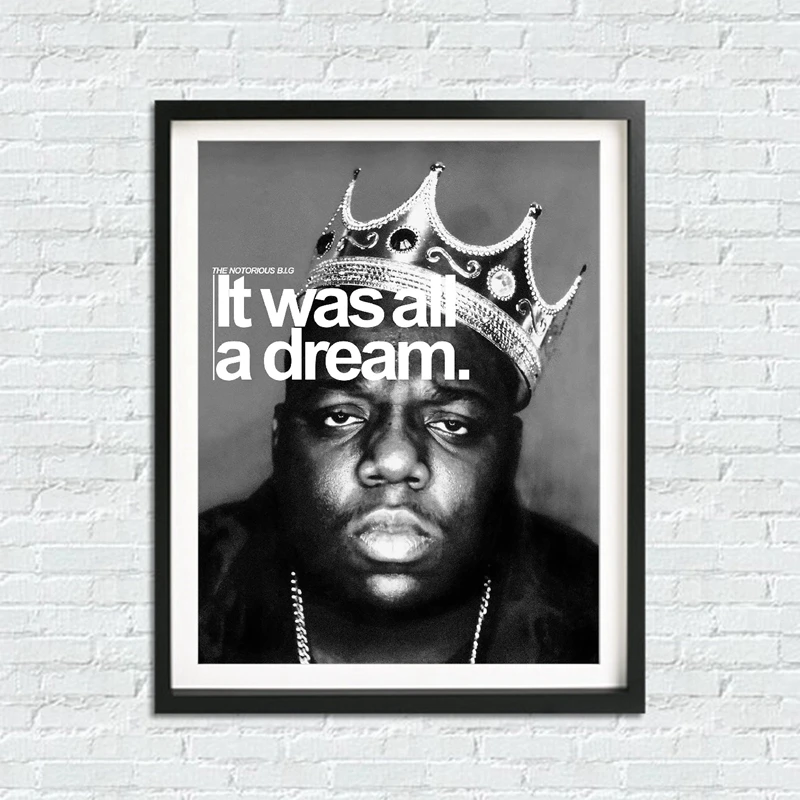 Пресловутый Biggie Smells раппе плакат художественные принты Настенный декор, Biggie Smells Crown It Was a Dream Холст Картина Настенная картина