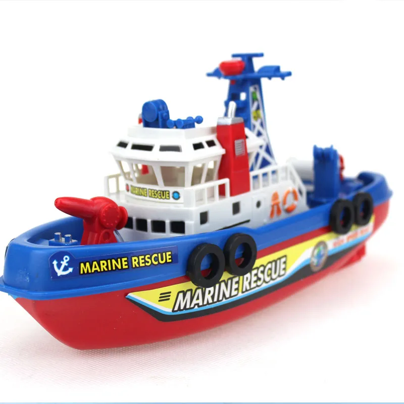 Электронная Лодка США пожарная Лодка Авто спрей воды морской порт Рабочая лодка пожарный корабль со светодиодной моделью электронные игрушки хобби