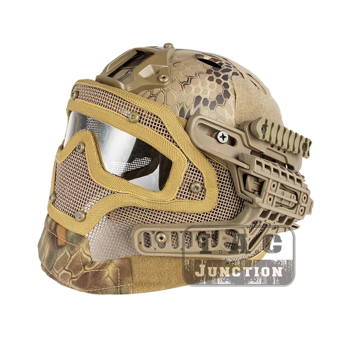 

Tactical Airsoft FAST PJ Advanced Adjustment Protective Multi-function G4 Full Facial Armor System Combat Helmet w/ Goggle Mask