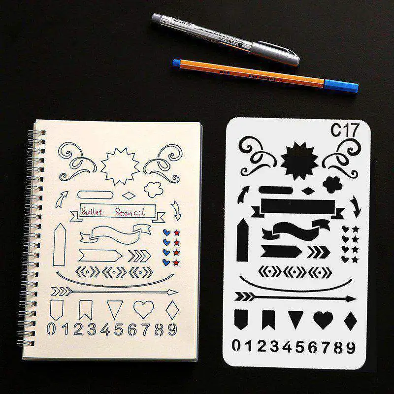 

Fashion DIY Drawing Template Billing Record Journal Stencil Set Cutting Diary Notebook Scrapbook Paper Painting Template Tools