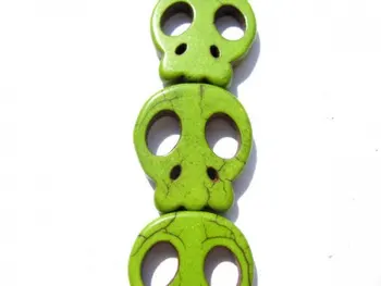 

batch turquoise stone skeleton skull flat dark green multicolor assortment jewelry beads 25x28mm --5strands