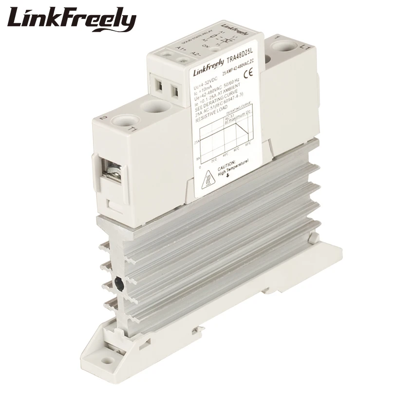 

TRA48D25L Heat Sink Solid State Relay SSR DC AC 25A 42-480VAC Output Input 5V 12V 24V DC Din Rail Module Relay Switch Controller