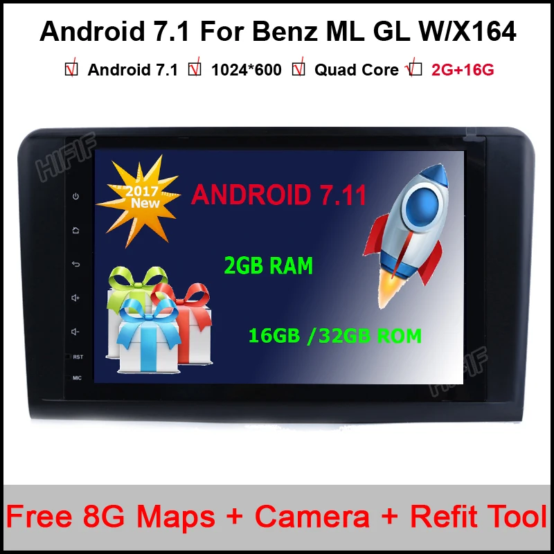 

2 Din 9 Inch Android 7.1.1 Car Radio For Mercedes/Benz/GL ML CLASS W164 ML350 ML500 X164 GL320 Canbus Wifi GPS BT Radio