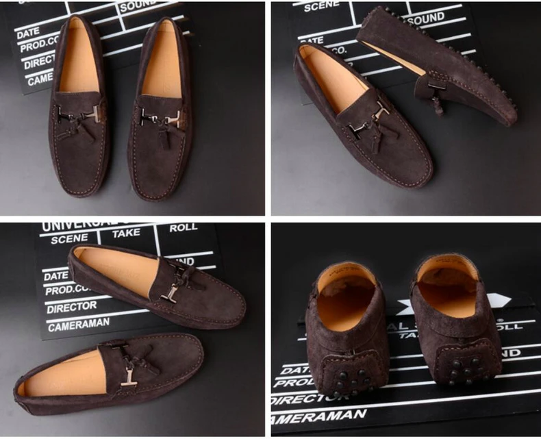 Mens Casual Shoe Loafers Genuine Leather Shoes Men Big Size 46 Driving Boat Shoe Slip-on Men Loafers Suede Shoes Dress 2019 New (15)