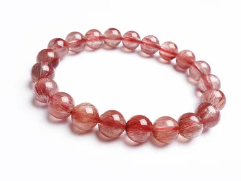 

9mm Natural Red Hair Rutilated Quartz Round Beads Bracelet Women Men Energy Jewelry Love Gift Crsytal Fashion Stone AAAAA