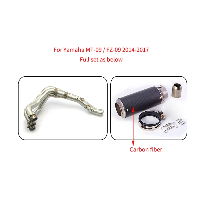 MTCLUB For Yamaha MT-09 FZ-09 MT09 MT 09 FZ 09 2014 2015 2016 17 Motorcycle Modified Muffler Exhaust Contact Middle Pipe Set (1)