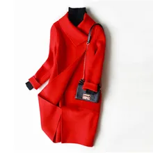 Специальное предложение, женское модное пальто md-long double face, шерстяная ткань с широкой талией, без подкладки, большой отложной воротник S-3XL