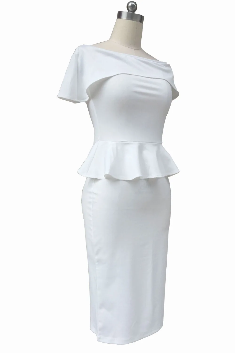 Gladiolus 2018 Summer Slash Neck Off The Shoulder Knee-Length Bodycon Ruffles Office Lady Dress Elegant Party Dresses vestidos  (40)