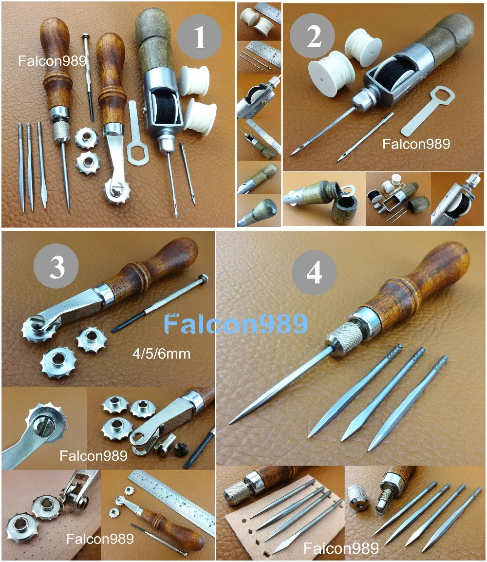 4 Kinds Leather Craft Sewing 4in1 Awl Automatic Lock Awl Over Stitching