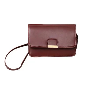 

Women's Fashion Leather Simple Solid Handbag Small Shoulder Bags Crossbody Bags for Girls Messenger Bags for Female(Dark brown