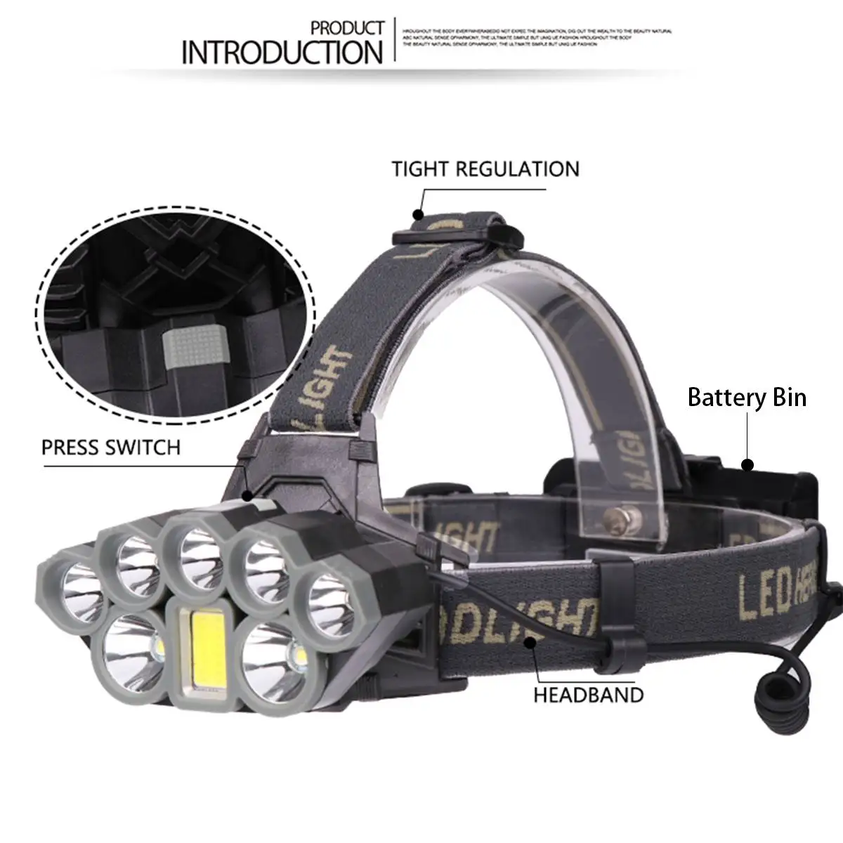 Головной светильник 140000lm светодиодный налобный фонарь Smuxi 7* t6 головной светильник 6 режимов водонепроницаемый светильник-вспышка с возможностью масштабирования 18650 включает в себя для охоты и велоспорта