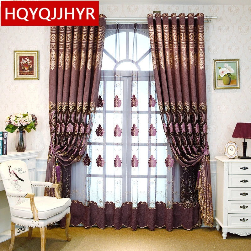 luxury european style purple embroidered shading decorative curtains for living room luxury custom villa curtains for - Decorative Curtains luxury european style purple embroidered shading decorative curtains for living room luxury custom villa curtains for - Decorative Curtains