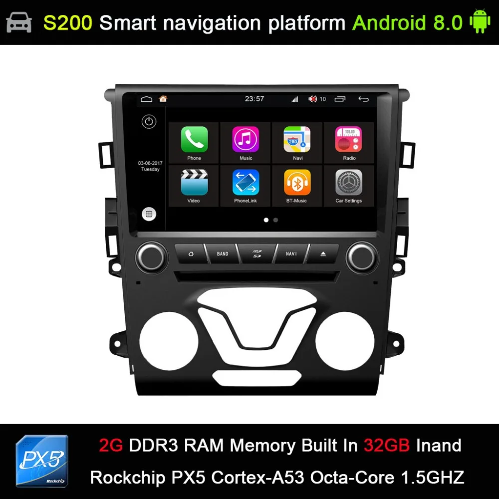 

auto Android 8.0 system PX5 Octa 8-Core CPU 2G Ram 32GB Rom Car DVD Radio GPS Navigation for Ford Mondeo Fusion 2013 2014