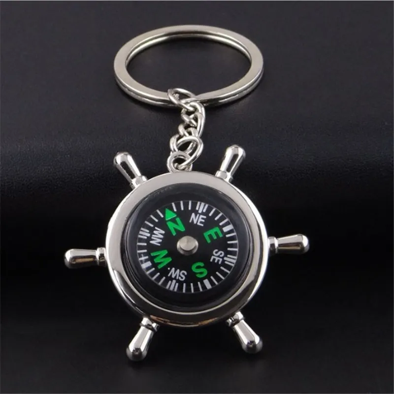 Steering wheel camel compass keychain creative sailing key chain