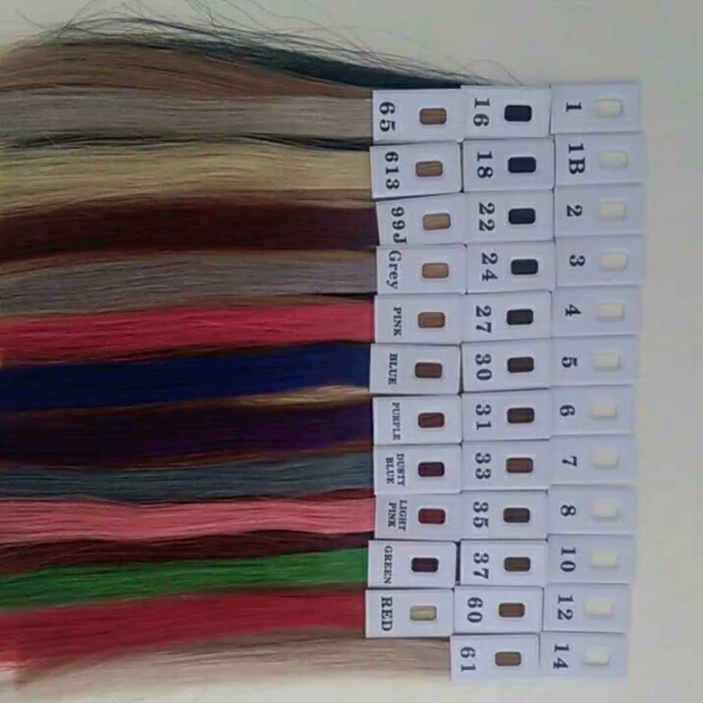 35 цветов, человеческие волосы, цветные кольца для всех видов волос для наращивания, цветная Таблица для ленты, накладные волосы