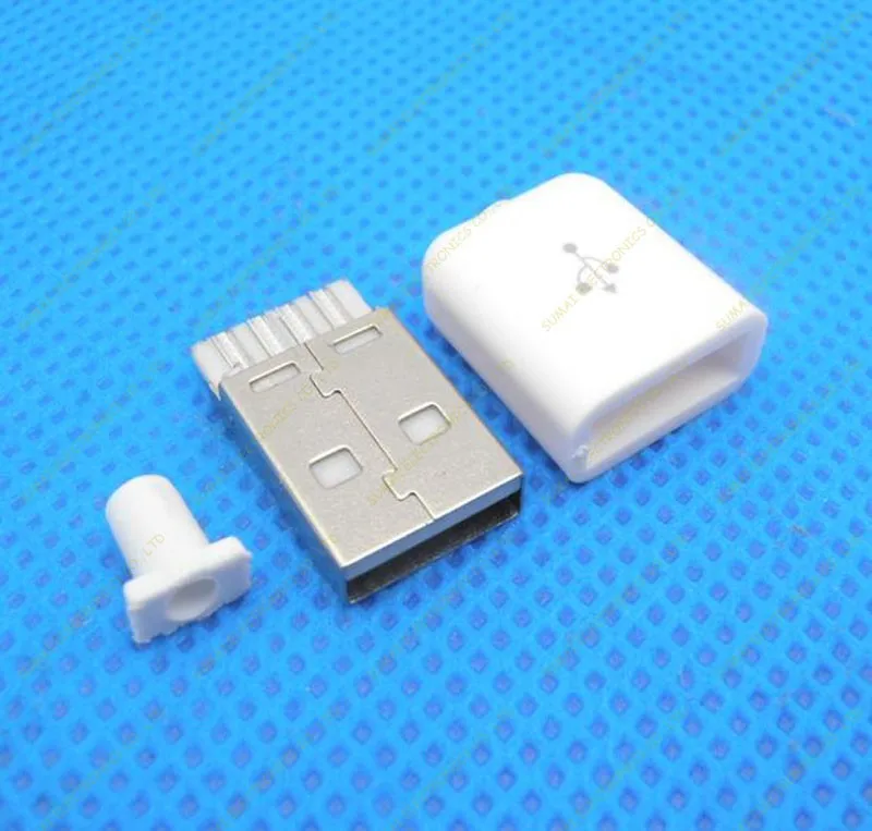 100 комплектов DIY 3 в 1 2,0 USB разъем A Тип USB штекер+ пластиковый корпус