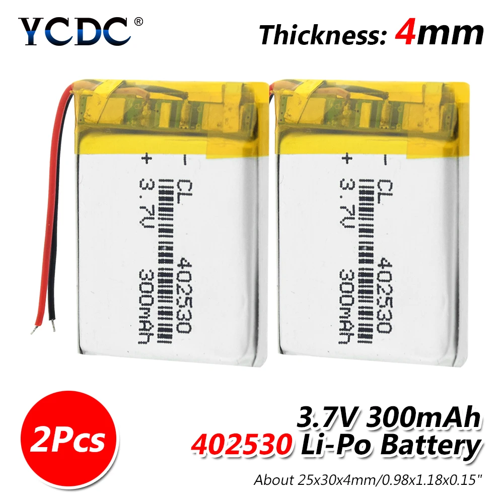 1/2/4 шт./партия 3,7 v 402530 300mAh литий-полимерный аккумулятор для Mp3 Mp4 Gps PDA Смарт-часы psp радио динамик литий-ионный аккумулятор Lipo - Цвет: 2 pieces