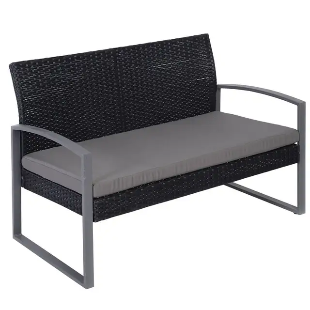 4 Pcs Patio Cushioned Rattan Seat Modern Outdoor Garden Furniture