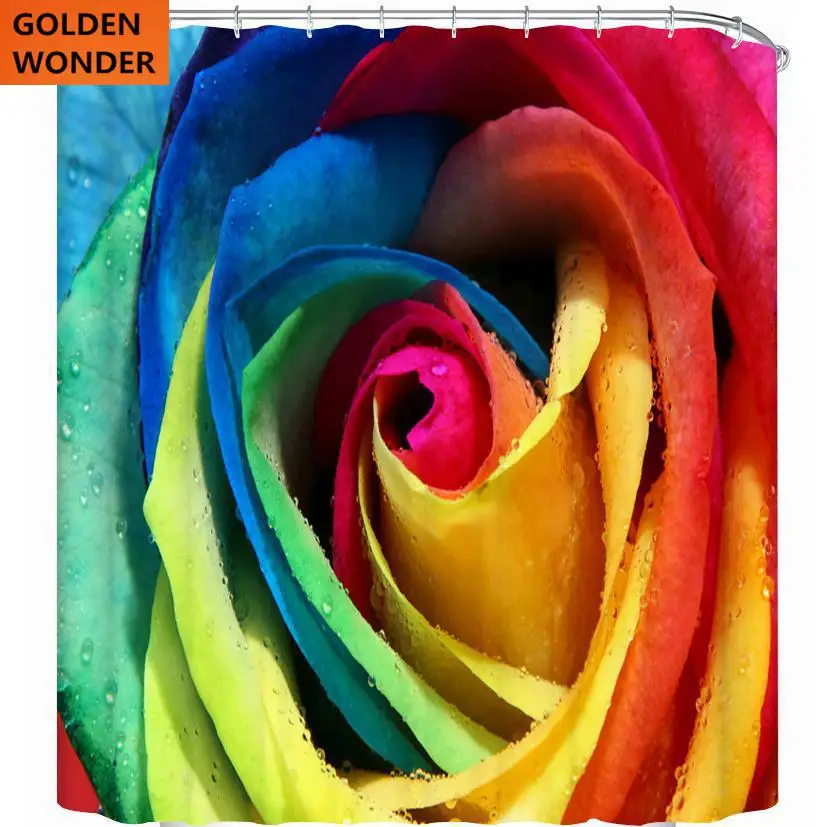 

Colorful Rose Shower Curtain Personalized Waterproof Mildew Toilet Partition Semi Shade Bathroom Curtain