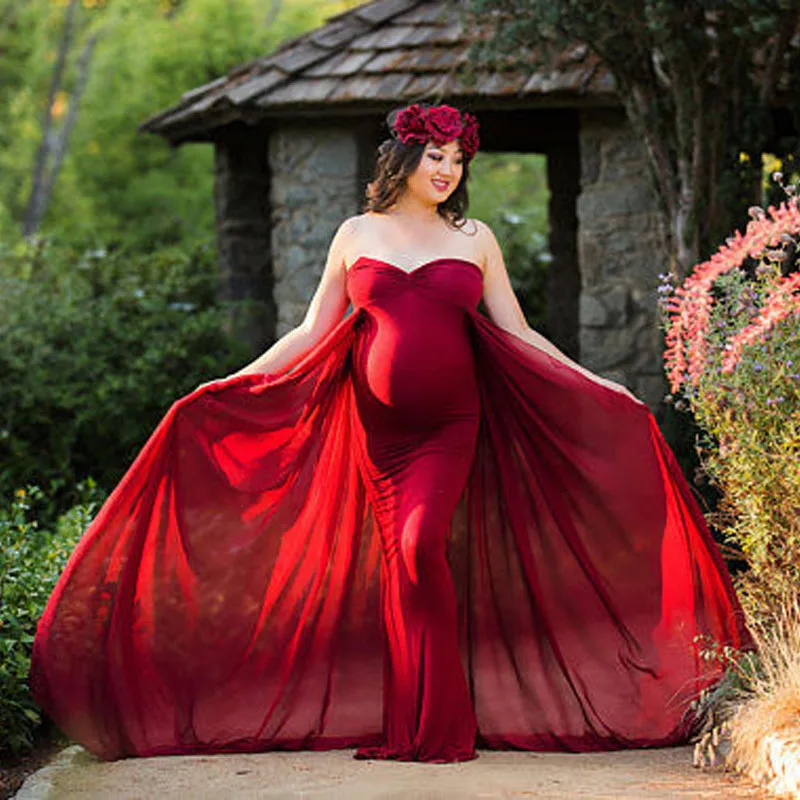 

2019 Maternity Dress for Pregnancy Photo Shoot Summer Chiffon Maxi Pregnant Dress Long Cotton Mesh Maternity Photography Dress