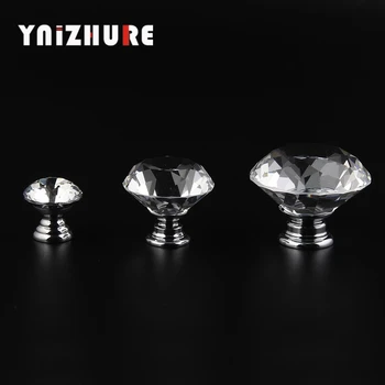 

YNIZHURE 20-40mm Diamond Shape Design Crystal Glass Knobs Cupboard Drawer Pull Kitchen Cabinet Door Wardrobe Handles Hardware