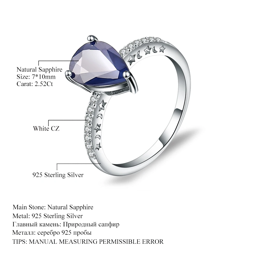 Драгоценный камень балет 2.52Ct натуральный сапфир драгоценный камень винтажные кольца 925 пробы серебряные ювелирные изделия для женщин Прямая поставка