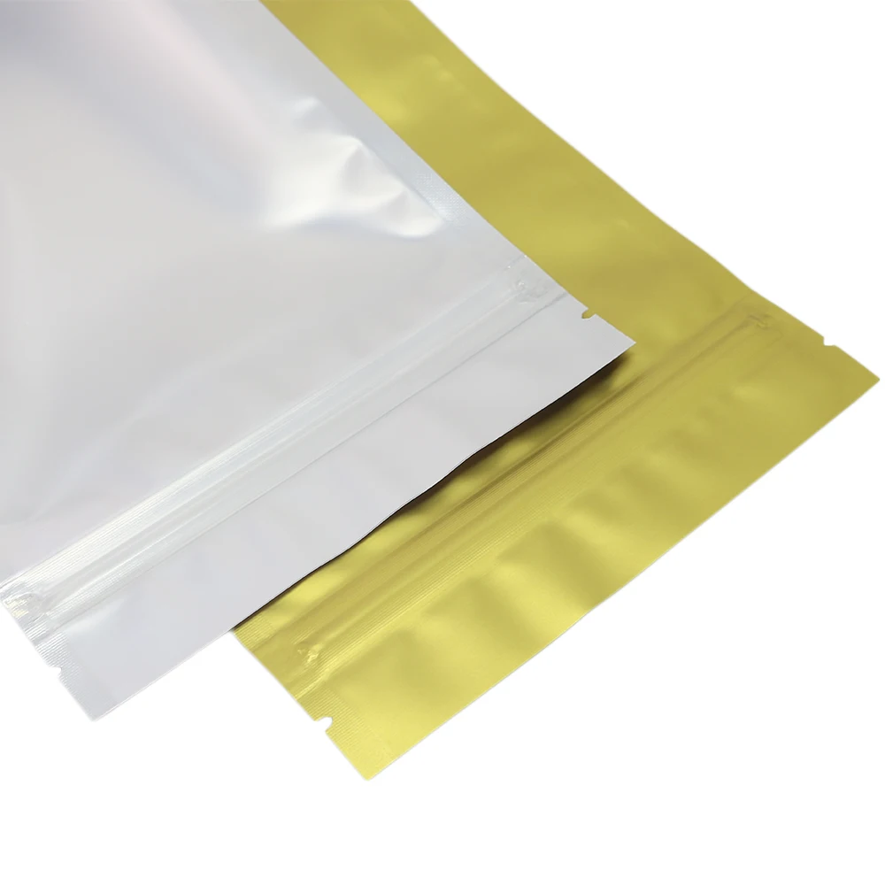 Оптовые небольшие пакеты ziplock одна сторона золото полупрозрачные окна