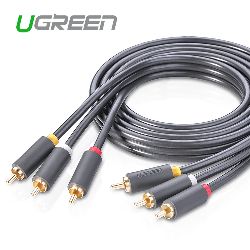 

2016 New Ugreen 3 RCA to 3 RCA Audio Cable Gold-Plated Male to Male Aux Cable for STB DVD VCD 1.5m 2m 3m 5m RCA Cable
