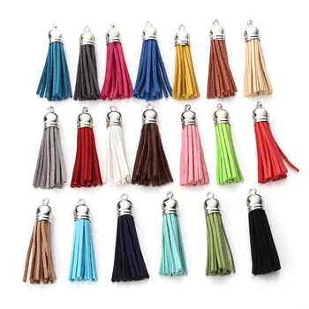 

Xinyao 20pcs/lot Mixed Colors Suede Tassels 55mm Length Faux Leather Tassel Charm with Gold End Cap for DIY Jewelry Accessories