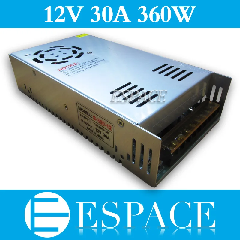 

Best quality 12V 30A 360W Switching Power Supply Driver for LED Strip CCTV 3D print AC 100-240V Input to DC 12V free shipping