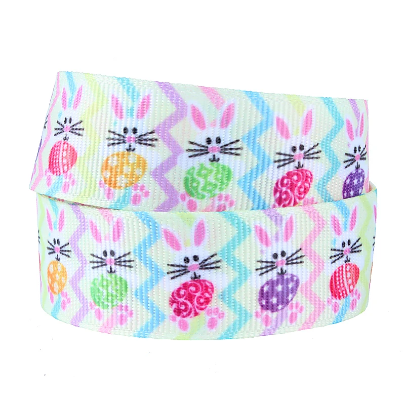 

Cute chevron rabbit Easter printed grosgrain ribbon for baby hair bows