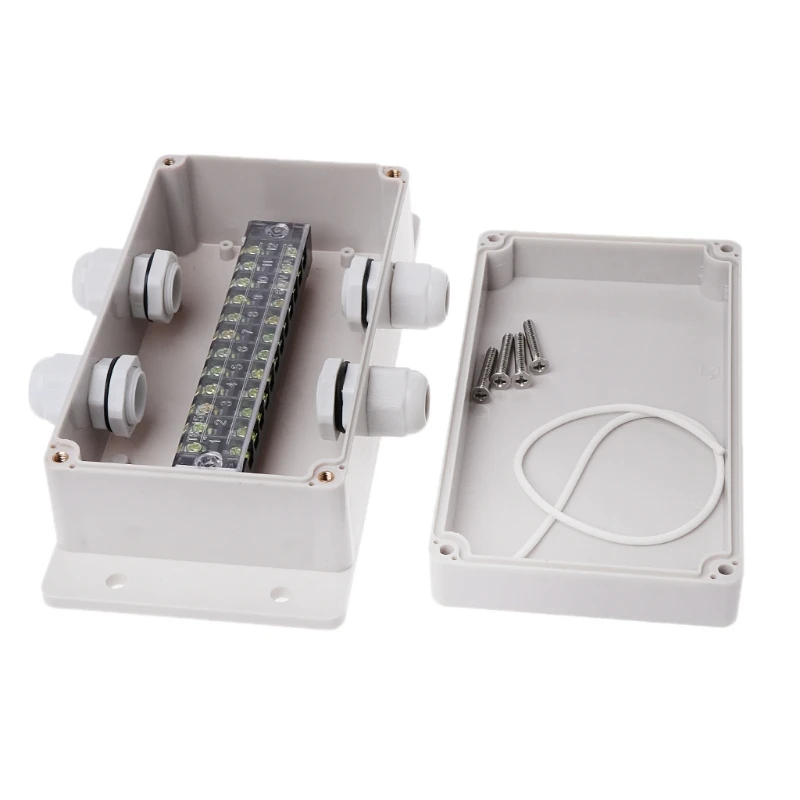 ABS водонепроницаемые распределительные коробки наружное распределительное соединение внутренний короб для мониторинга Электрический забор чехол с кабельными сальниками - Цвет: 1 Inlet 2 Outlet L