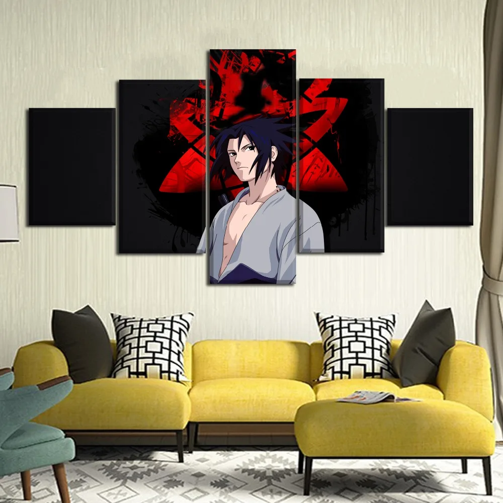Waliicorners Wall Art HD Print Canvas Painting 5 Panels Anime Naruto Wave Skunk Poster Modern Modular Pictures Home Decor Bedroom Framework 8