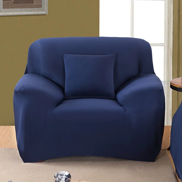 Сплошной цвет плотный все включено диван полотенце чехол стрейч ткань эластичный чехол на диван один/два/три/Четыре местный домашний декор - Цвет: navy blue