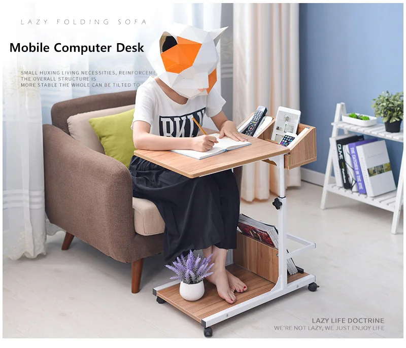 Деревянный стол для ноутбука, мобильный компьютер, офисный стол для гостиной, регулируемый столик для кровати, журнальный столик, модная мебель