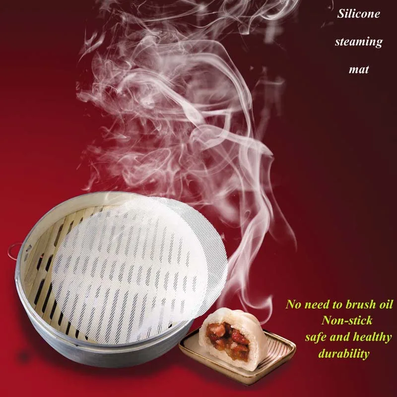 

5Pcs newest Round Silicone Eco-friendly Steamer Pad Steamed Stuffed Bun Bread Pad Household Steamer Steamed Dumplings Mat