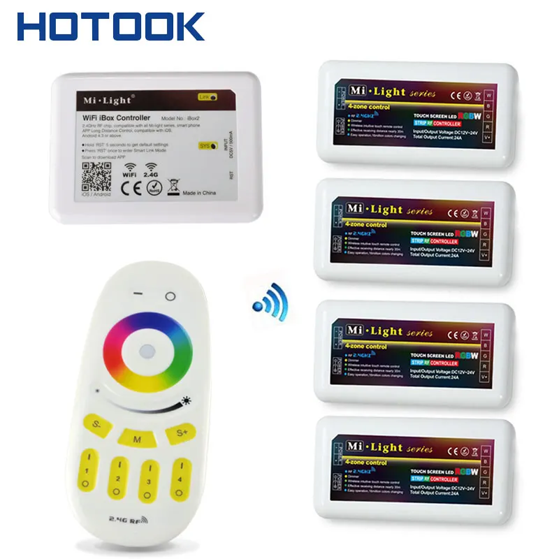 Hotake wi fi светодиодный контроллер концентратора 2 4G 4 зоны Touchable RGBW беспроводной RF