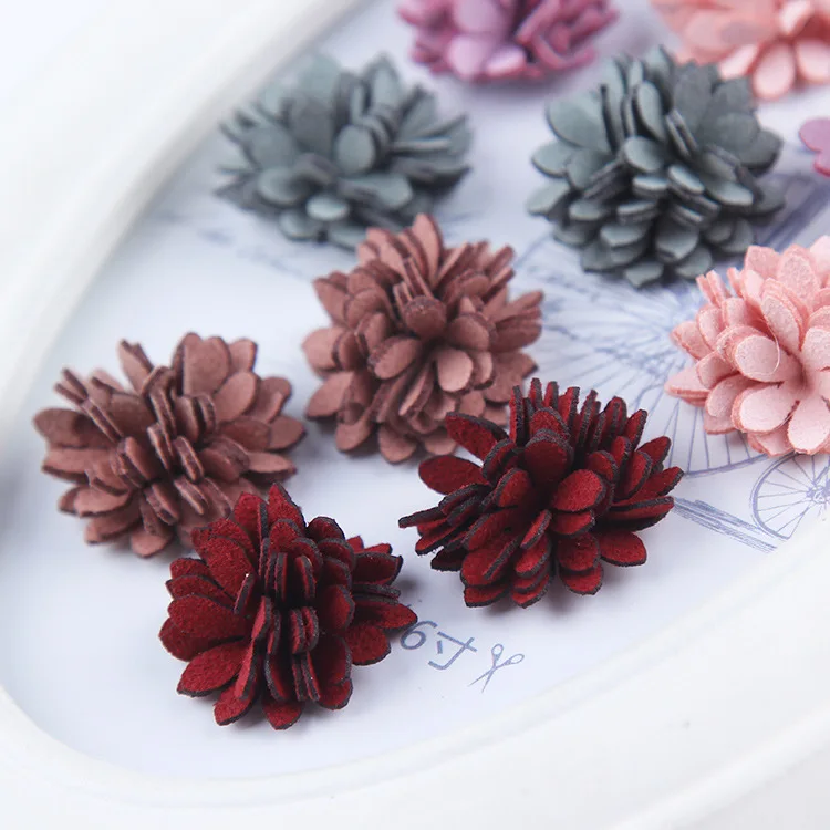 SEA MEW 50 шт. смешанные 25 мм многоцветный Южная Корея ткань цветы соединитель Шарм для волос/Броши DIY ювелирные аксессуары fc227