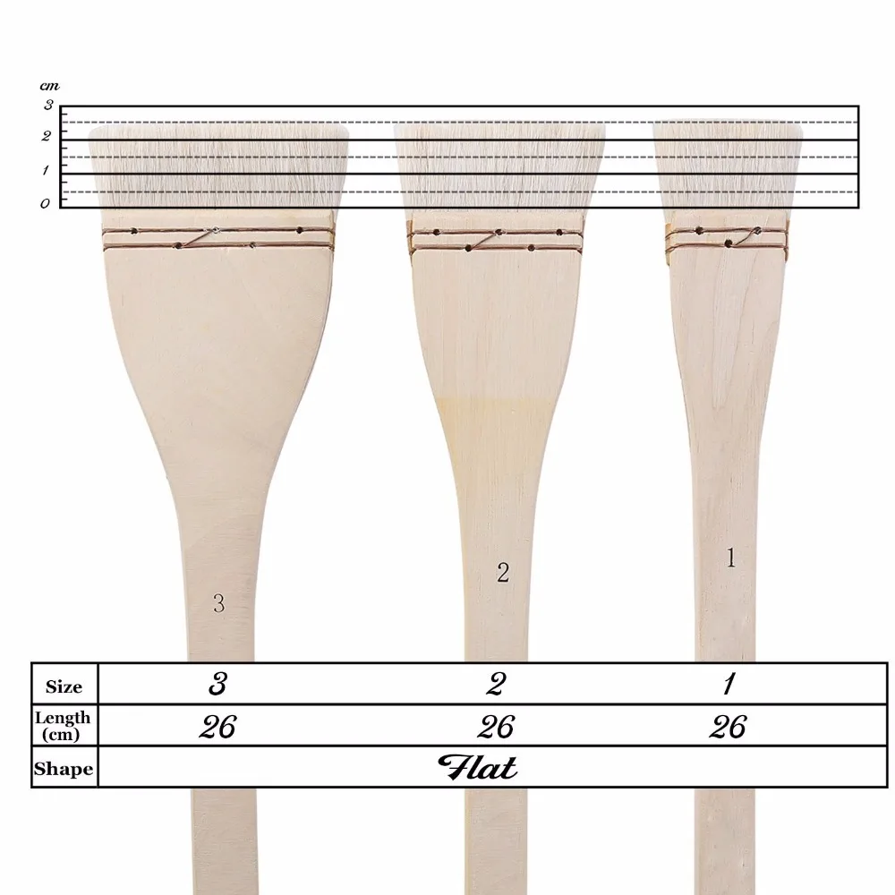 3 шт. длинные обработки древесины art Кисти большая площадь плоской кисти хек щетки шерсть чип Краски Кисти Набор для рисования товары для