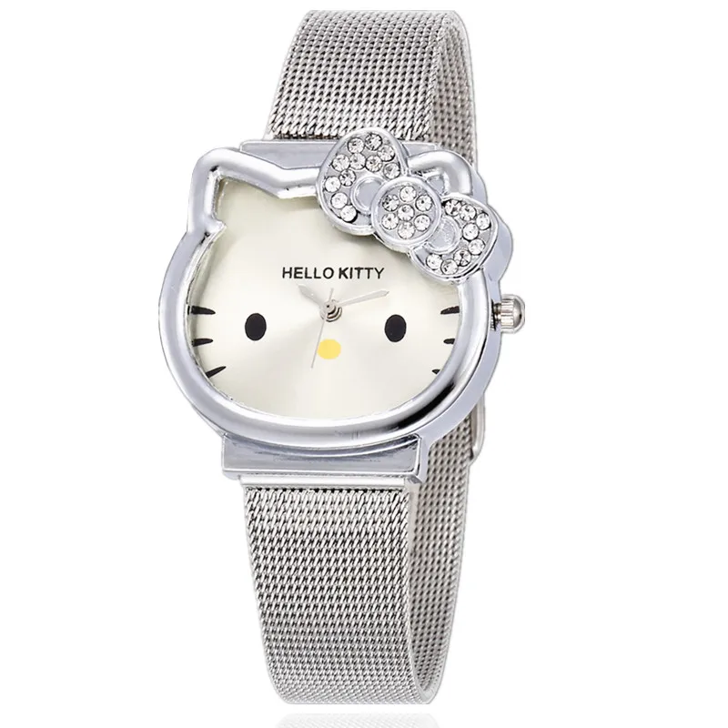 Милый Кот мультфильм часы Девушки Кварцевые Bayan Saat женские наручные часы Orologio Uomo дети подарки сплав часы
