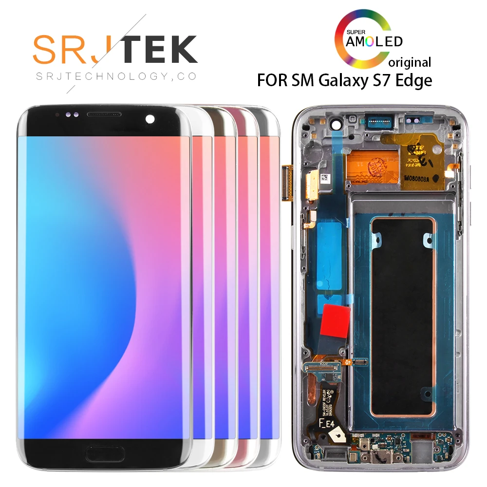 

With Frame 5.5'' 2k Super AMOLED For Samsung Galaxy S7 edge G935 G935F LCD Display Touch Screen Digitizer Assembly Replacement