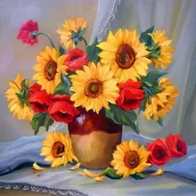 Подсолнух в китайской бутылке DIY живопись по номерам 24 Цвета Пигмент кисть ручная роспись креативная Цифровая живопись маслом