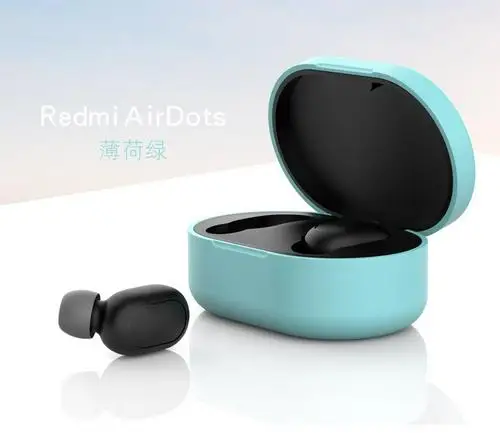 Мягкий силиконовый защитный чехол для Xiaomi Redmi Airdots TWS Bluetooth наушники гарнитура Air Pods наушники аксессуары коробка - Цвет: Зеленый