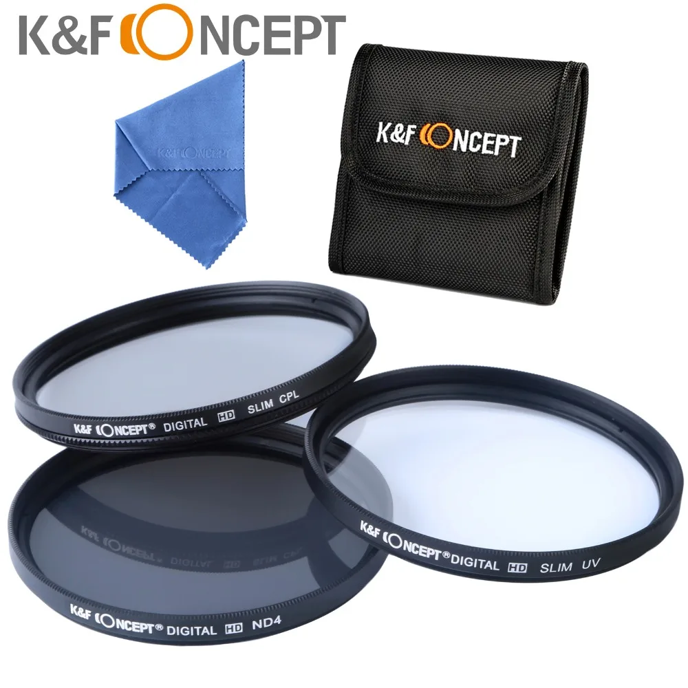 Slim UV CPL ND4 Lens Filter Kit(52/55/58/62/67/77mm) For Nikon Canon
