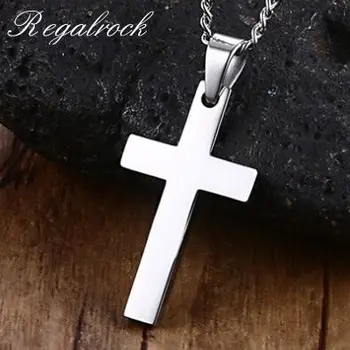

Regalrock Classic Mens Cross Pendant Necklace Stainless Steel Link Chain Necklace Statement Jewelry